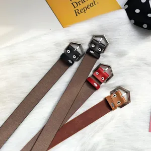 Women's hexagonal buckle casual belt stylish jeans accessory multi-color leather belt