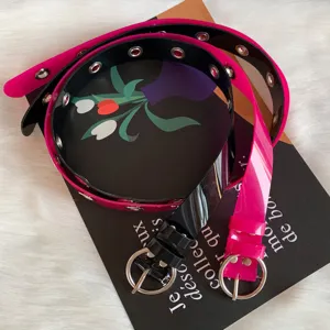 Women fashion colorful transparent PVC jelly waist belt with metal round buckle and eyelets.