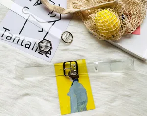 Cintura da donna trasparente in PVC con fibbia argentata, cintura vita semplice ed elegante