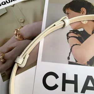 Women white thin dress belt adjustable slim waist strap for suit fashion accessory casual