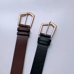 Dames mode lederen riem set met gouden geometrische gesp casual taille accessoire