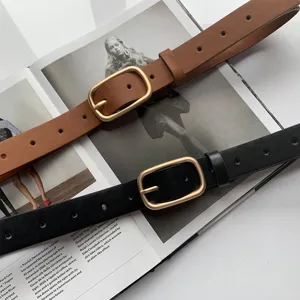 Ceinture en cuir pour femme classique avec boucle metallique vintage pour usage quotidien