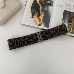 Women leopard print wide elastic belt fashion stretch waist cinch for dresses and coats
