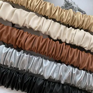 Cintura elastica da donna in pelle PU arricciata ampia cintura elastica per abito cappotto