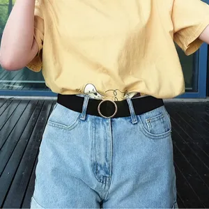Minimalist Canvas Belt Women Men Casual Waist Belt Metal Round Buckle Adjustable Student Pants Belt Fashion Accessories