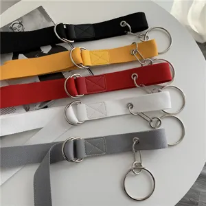 Canvas double ring belt, trendy cargo pants waist strap unisex versatile casual daily wear