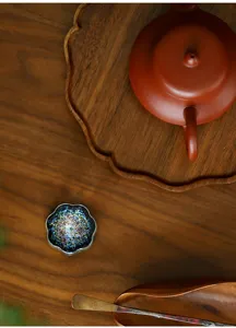 Accesorios de juego de té hechos a mano de bambú soporte de tapa bandeja de madera vista.