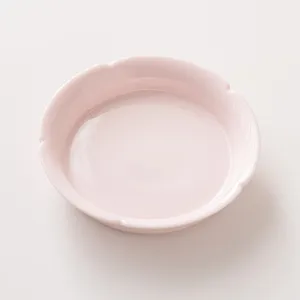Pink ceramic tea pot holder petal shaped mini tray simple elegant home table drinkware accessory