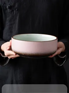 Chinese keramische thee waskom, roze bruin verloop glazuur, kung fu thee accessoire.
