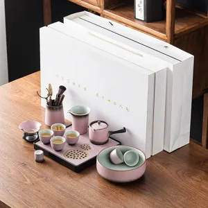 Elegantes Keramik Kung Fu Tee Set mit Teekanne, Tassen und Geschenkbox für zu Hause.