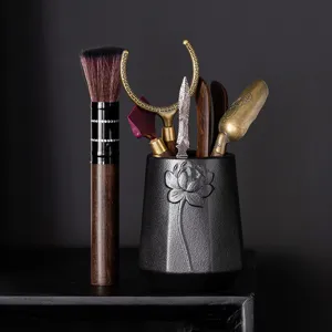 Kung Fu tea set accessories tea ceremony tools set with tea brush holder and metal tools.
