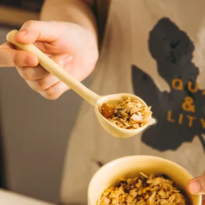 Cuchara de cerámica japonesa mango largo cuchara de sopa cereales vajilla estética