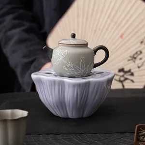 Keramik Lotosblüte Teekannenhalter Kannenuntersetzer Zen Kung Fu Teezubehör Tischdekoration