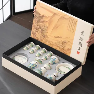 Traditionelles Chinesisches Kung-Fu-Teeservice Porzellan Landschaftsmalerei Teekanne Gaiwan Gongdao Tasse Retro Luxus Heim Büro Teegeschirr