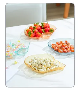 Piatto di frutta a forma di conchiglia vassoio di snack in plastica per tavolino da caffè