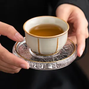 Sous-tasse à thé en verre japonais motif vague tapis isolant thermique pour tasses