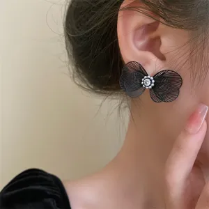 Boucles d'Oreilles Pendantes Papillon Lotus Éventail Gland Style Chinois Vintage Femme Élégant Alliage Strass Perle Artificielle
