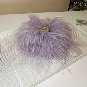Molletta per capelli piuma soffice viola vintage pinna di squalo metallo elegante