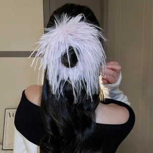 Retro rosa piuma nappa molletta per capelli donna, elegante accessorio capelli molla