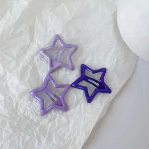 Pinces à cheveux étoile violette vue détaillée, jolis accessoires mignons pour femmes.