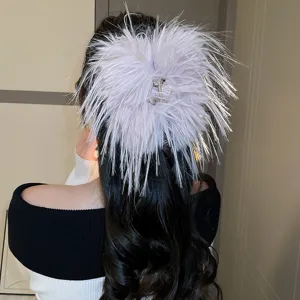 Molla per capelli in piuma soffice per donna elegante pinza squalo accessorio stile
