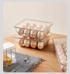 Boîte de rangement d'œufs en plastique transparent organisateur de réfrigérateur empilable
