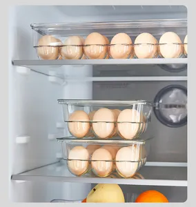 Boîte de rangement pour œufs de réfrigérateur en plastique transparent empilable