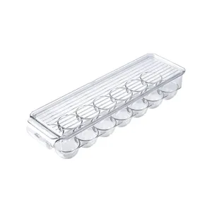 Conteneur de rangement d'œufs en plastique transparent avec couvercle pour la cuisine.