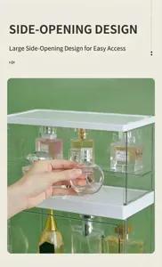 Scatola Porta Profumo in Acrilico Trasparente Organizer Trucco con Anta Laterale Design