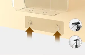 Punch-free acrylic bathroom shelf wall mounted transparent cosmetic storage box detail view