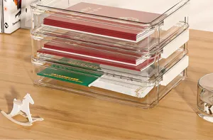 Scatola di archiviazione per documents a cassetti multistrato trasparente, antipolvere.
