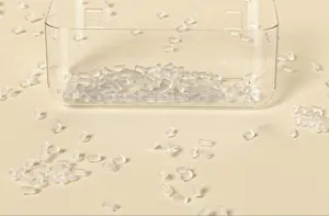 Clear acrylic wall mounted storage box detail view showing transparent plastic material design.