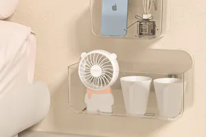 Transparent wall mounted bathroom organizer shelf punch free cosmetic storage box container