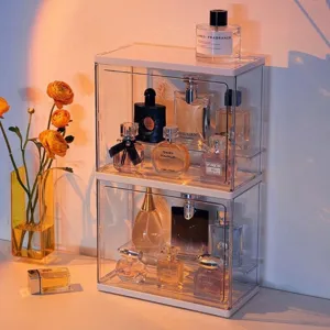 Scatola di immagazzinaggio per profumi in acrilico trasparente organizer da tavolo vetrina