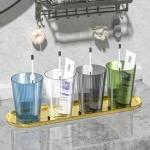 Tazza per Collutorio in Plastica Trasparente Martellata Minimalista Tazza per Acqua Potabile Domestica Portaspazzolino Portatile