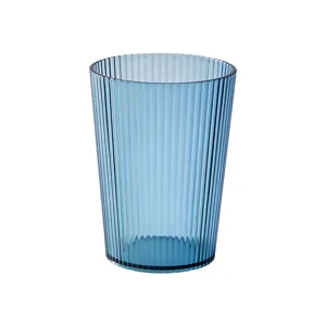 Tazza portaspazzolino a costine blu, moderno bicchiere da bagno, elegante tazza scanalata.