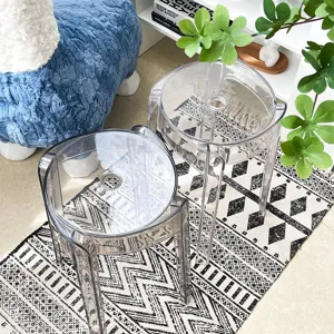 Transparent Plastic Stackable Stool Modern Minimalist Windmill Design High Low Stool for Living Room Bedroom Home Furniture