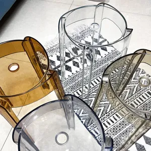 Clear acrylic stackable stool modern minimalist round chair transparent plastic home furniture