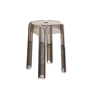 Transparent Plastic Stool Modern Stackable Clear Round Stool for Home Living Room Furniture