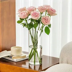 Vaso di fiori cilindrico in acrilico trasparente moderno disposizione da tavolo contenitore decorativo