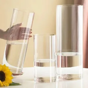 Vaso cilindrico in acrilico trasparente per fiori contenitore idroponico decorazione da scrivania moderna