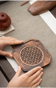Tapis de thé en bois de noyer sous-tasse isolation thermique accessoire de plateau à thé en bois