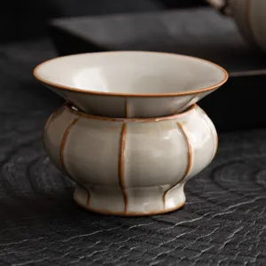 Set Colino e Filtro per Tè in Ceramica Ru Kiln Tradizionale Cinese con Base Accessori per Tè Kung Fu per Amanti del Tè