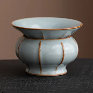 Set colino da tè in ceramica forno Ru, filtro integrato con supporto per tè kung fu cinese.