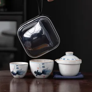 Chinesisches Keramik Reise Tee Set Tragbare Quick Cup Teekanne Und Tassen Paket Für Outdoor Camping Retro Stil Traditionelle Teemaschine Mit Aufbewahrungstasche