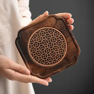 Tapis de tasse à thé en bois de noyer porte-pot isolant thermique accessoires traditionnels