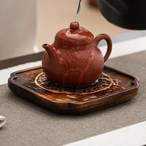 Plateau de thé en bois massif noyer tapis de thé tasse soucoupe coussin isolant accessoires
