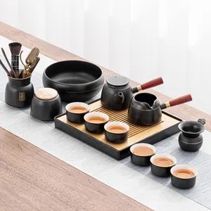 Set da tè Kung Fu in ceramica cinese casa ufficio moderno vassoio da tè teiera con manico