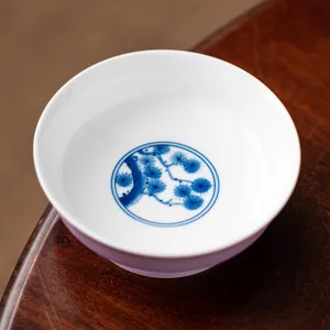Hand Painted Ceramic Teapot Stand Zen Style Chinese Tea Tray Deep Purple Porcelain Teaware Accessory Pine Tree Pattern Pot Holder