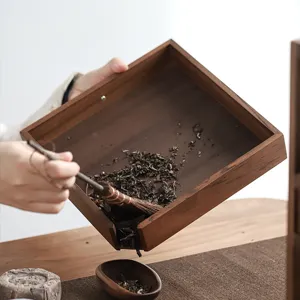 Massivholz Walnuss Teetablett Für Pu'er Teekuchen Kung Fu Teazeremonie Zubehör Trennplatte Serviertablett Wohnkultur